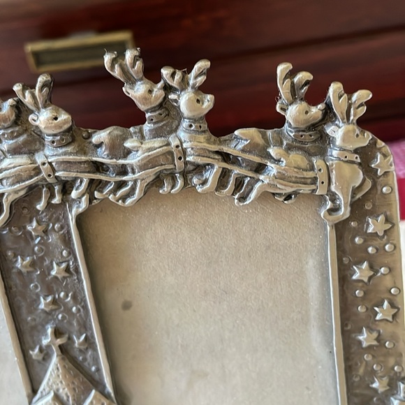 Pewter Christmas Holiday Santa double picture frame - Picture 4 of 7